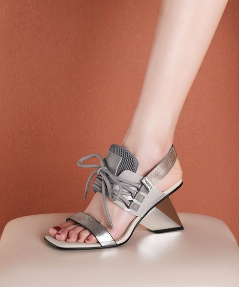 Color Block Lace-Up Sandals
